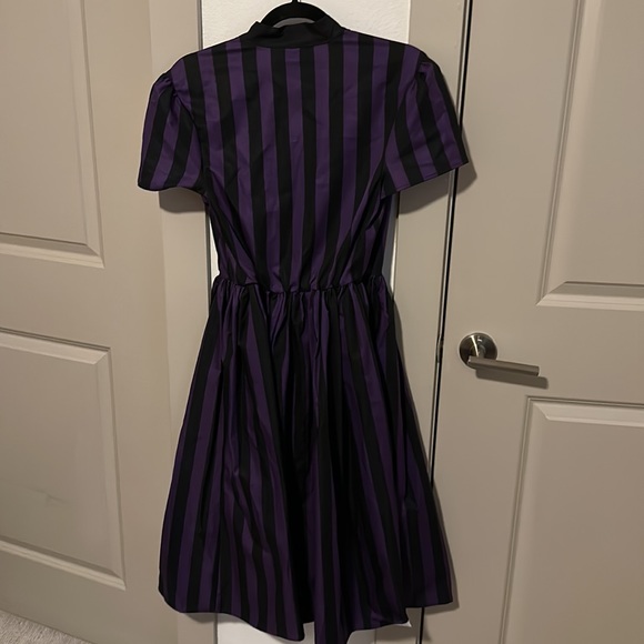 COPY - Unique Vintage Purple & Black Striped Swing Dress - Picture 3 of 3